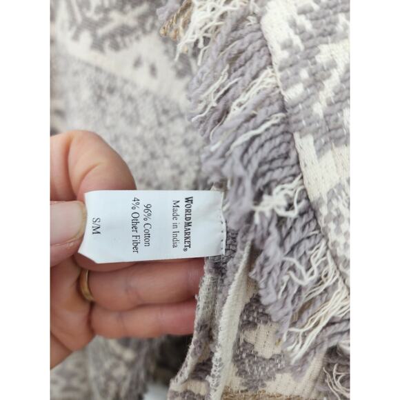 World Market Embroidered‎ Sweater Throw Afghan Style Small Cotton Fring Detail - Picture 10 of 10
